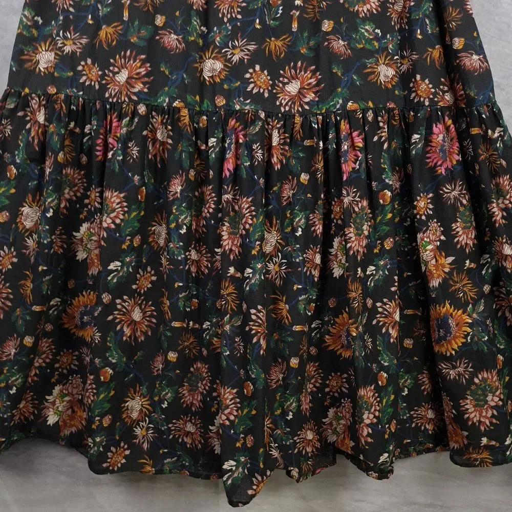NATURAL LIFE Black Floral Maxi Dress with Green and Mustard Accents - Picture 4 of 16